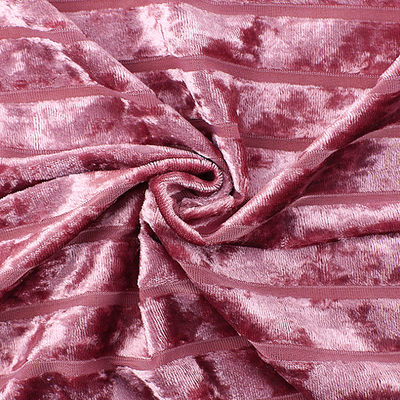 Stripe Diamond Korean Velvet Fabric Stripe Untuk Gaun Wanita 240 GSM