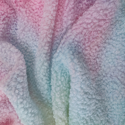 Tie Dye Sherpa Fleece Fabric 280 Gsm 100% Polyester Colorful Untuk Hoodie