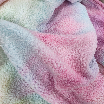 Tie Dye Sherpa Fleece Fabric 280 Gsm 100% Polyester Colorful Untuk Hoodie