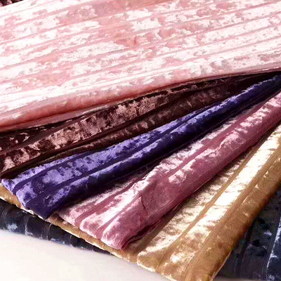 Stripe Diamond Korean Velvet Fabric Stripe Untuk Gaun Wanita 240 GSM