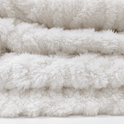 Selimut Putih Plush Shu Velveteen Fabric 270 GSM Soft Sherpa Untuk Piyama Musim Dingin