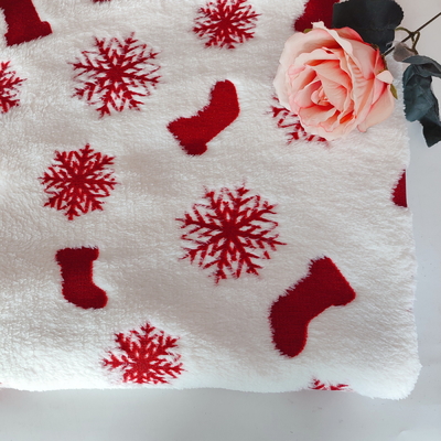 Kain Flanel Poliester Warp Dilapisi Dengan Foil Merah 270GSM Untuk Pakaian Natal