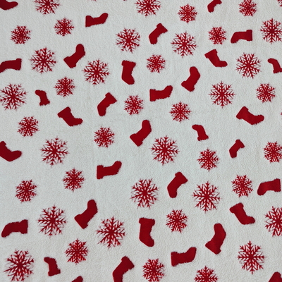 Kain Flanel Poliester Warp Dilapisi Dengan Foil Merah 270GSM Untuk Pakaian Natal