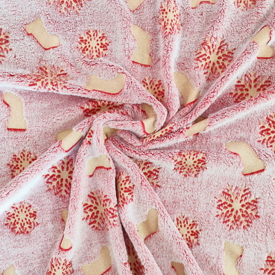 Warp Rajutan 270 GSM Flanel Fleece Fabric 100% Polyester Dilapisi Dengan Foil Emas