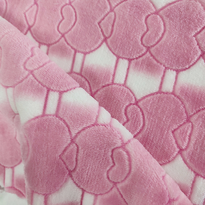 Burn Out Polyester Flanel Fleece Fabric 300GSM Untuk Selimut Dengan Pola Kustom