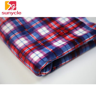 Plaid Printed 280gsm Micro Fleece Fabric Untuk Garment Scarf