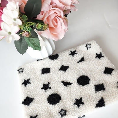 Kain Bulu Sherpa Hitam Dan Putih Jacquard Benang Dicelup Untuk Bantal Tikar Lantai Backoack