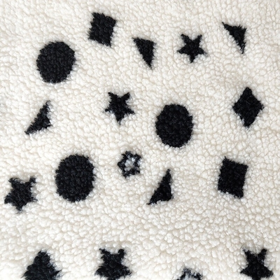 Kain Bulu Sherpa Hitam Dan Putih Jacquard Benang Dicelup Untuk Bantal Tikar Lantai Backoack