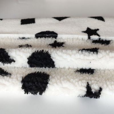 Kain Bulu Sherpa Hitam Dan Putih Jacquard Benang Dicelup Untuk Bantal Tikar Lantai Backoack