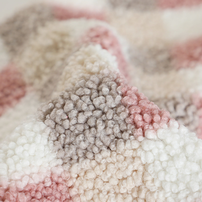 Plaid Printed Sherpa Fleece Fabric 300gsm Untuk Tas Pelapis Hometextile