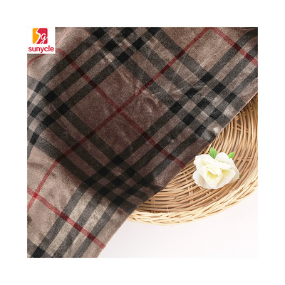 Kopi Warna Kotak-kotak Bermotif Kain Beludru 240gsm Untuk Bantal Tirai Celana