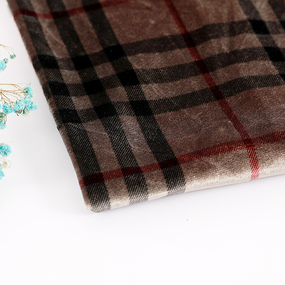 Kopi Warna Kotak-kotak Bermotif Kain Beludru 240gsm Untuk Bantal Tirai Celana