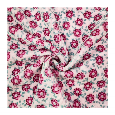 Bunga Dicetak Jacquard Velour Velvet Fabric 310gsm 100% Polyester