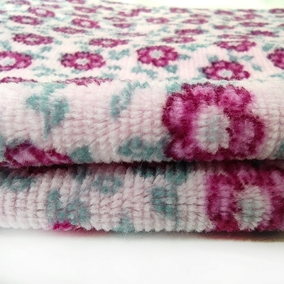 Bunga Dicetak Jacquard Velour Velvet Fabric 310gsm 100% Polyester
