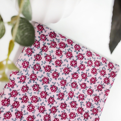 Bunga Dicetak Jacquard Velour Velvet Fabric 310gsm 100% Polyester