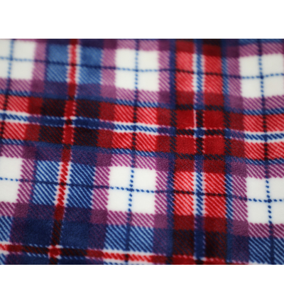 Plaid Printed 280gsm Micro Fleece Fabric Untuk Garment Scarf