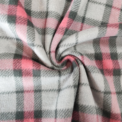 Plaid Printed Micro Fleece Fabric Klasik Polar Untuk Gaun Sarung Tangan Syal